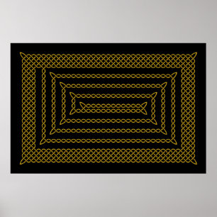 Poster Or et spirale rectangulaire celtique de noir