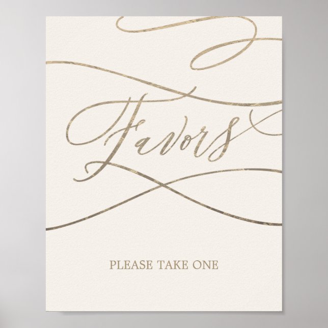 Poster Or Gold Calligraphy | Faveurs de mariage ivoire (Devant)