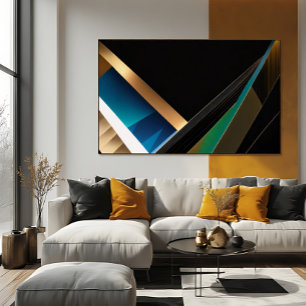 Poster Or Moderne Abstrait Géométrique 3D Sarcelle