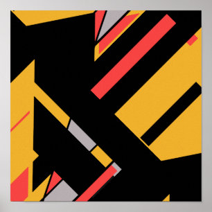 Poster Or noir avec design en diagonale gris-rouge