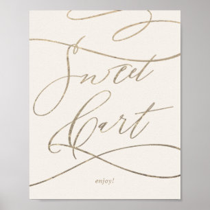 Poster Or Romantique Calligraphié Chariot Sucré Ivoire