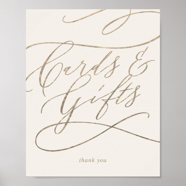 Poster Or romantique en calligraphie | Cartes et cadeaux  (Devant)