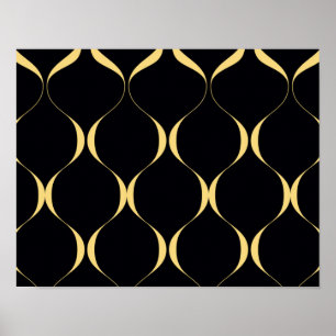 Poster Or, simple, moderne, luxueux graphisme ondulé