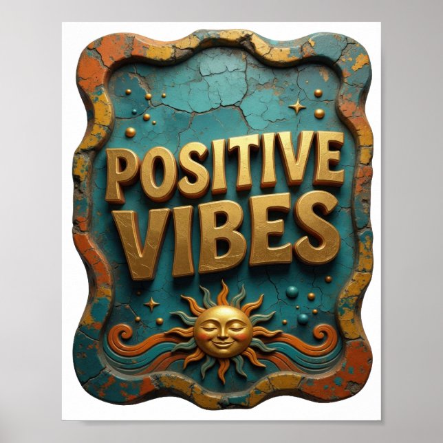 Poster Or vif VIBES POSITIVES (Devant)