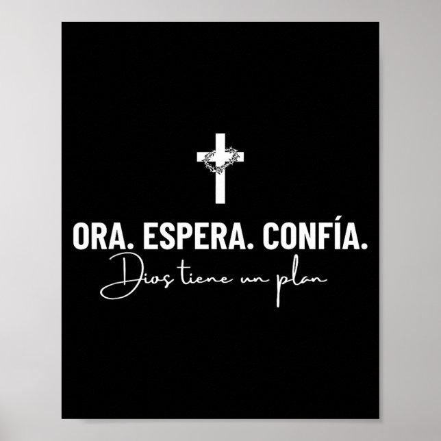 Poster Ora Espera Confía Dios Tiene Un Plan Fe Cristiana  (Devant)