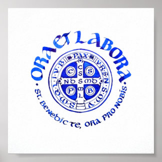 Poster Ora et Labora - Bleu