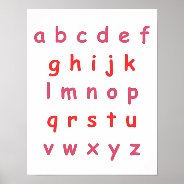 Poster Orange Alphabet Lowercase Lettres Enseignant Salle (Devant)
