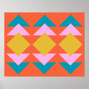 Poster Orange and Blue Geometric Scandinavian Design