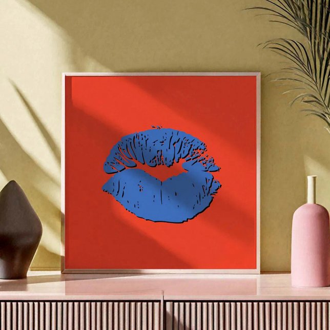 Poster Orange and Blue Kissing Lips (Créateur téléchargé)