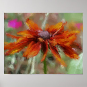 Poster Orange Black Eyed Susan Flower Art