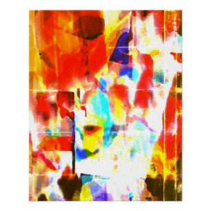 Poster Orange Blanc Jaune Peinture Bleu Splashes Art Desi