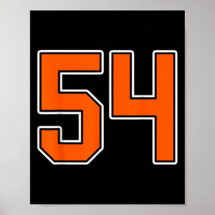 Poster Orange Blanc Numéro 54 Joueur Jersey Uniforme #54