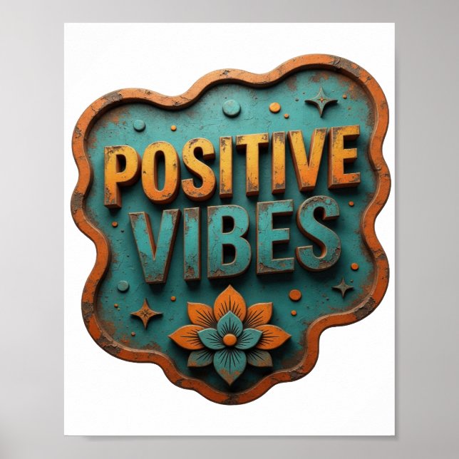 Poster Orange Branché VIBES POSITIVES (Devant)