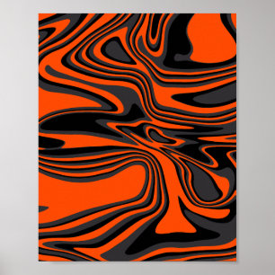 Poster Orange brûlé et fluide noir