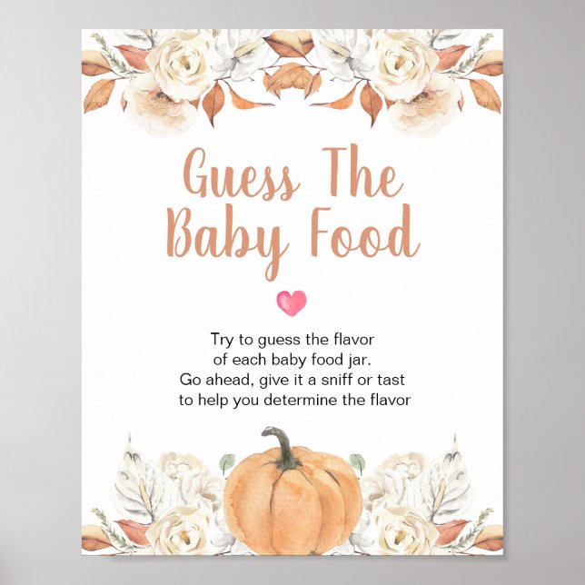Poster Orange Citrouille Rustique Floral Guess the Baby F (Devant)