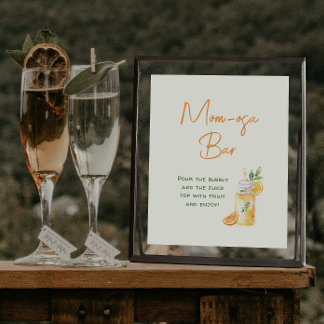 Poster Orange Citrus Mom-osa Bar Baby shower Boissons Sig