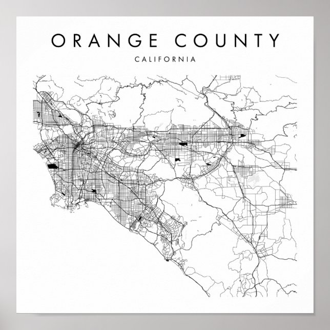 Poster Orange County California Minimal Modern Street Map (Devant)