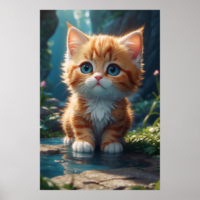 Poster *~* Orange Cute Sweet AP68 2:3 Kitten Tabby (Devant)