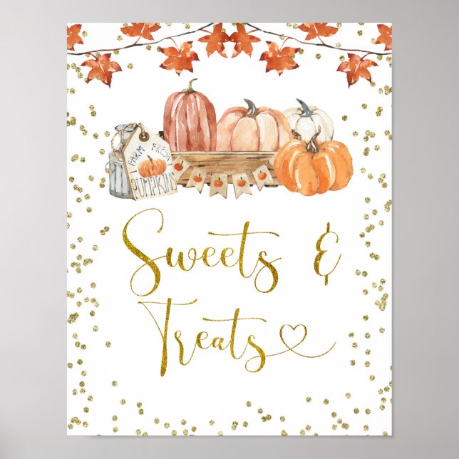 Poster Orange Fall Citrouille Patch Anniversaire Douceurs (Devant)