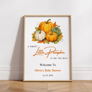 Poster Orange Fall Un Petit Baby shower Citrouille Bienve