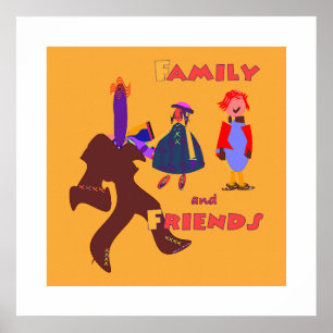 Poster Orange Famille et Amis