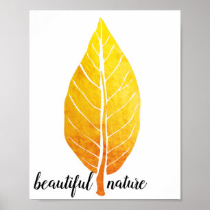 Poster Orange feuille rustique Nature Love Art Paint
