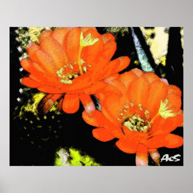 POSTER ORANGE FLEURS (Devant)