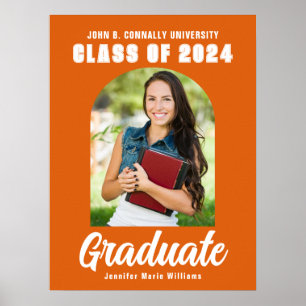 Poster Orange Graduate Photo Arch Modern Graduate Party