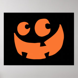 Poster Orange Happy Halloween Citrouille