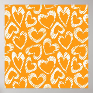 Poster Orange Hearts