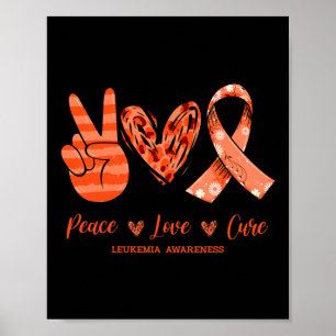 Poster Orange Leopard Peace Love Cure Leukemia Sensibilis