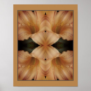 Poster Orange Lily Flower Fermer Miroir Abstrait