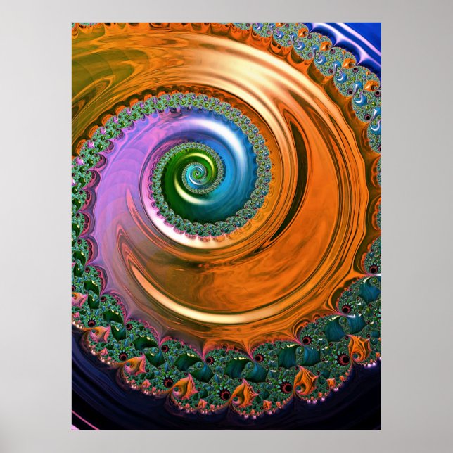 Poster Orange Mandelbrot Swirl (Devant)