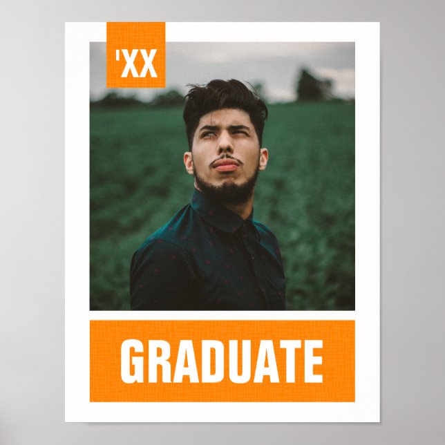 Poster Orange Modern Textured Photo Graduation (Devant)