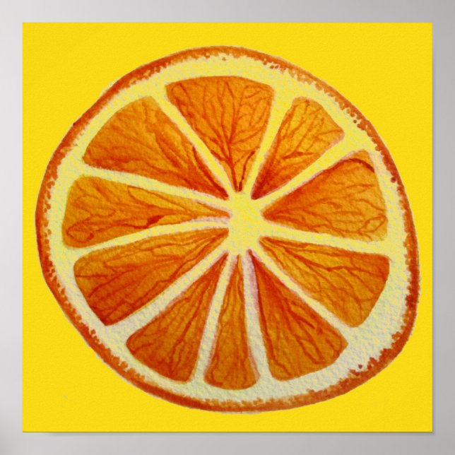 Poster Orange pop art agrumes fruits aquarelle art (Devant)