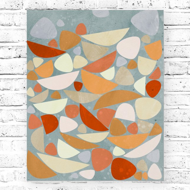 Poster Orange rétro Abstrait (Abstract retro orange cream and sea foam art poster)