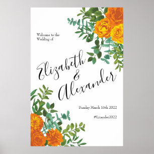 Poster Orange Rose Mariage Floral Moderne