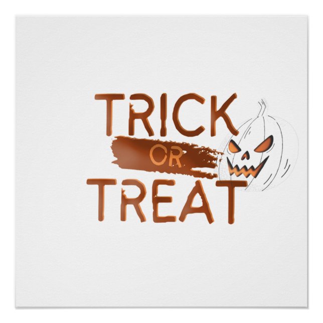 Poster Orange Simple Trick ou Threat Glossy (Devant)