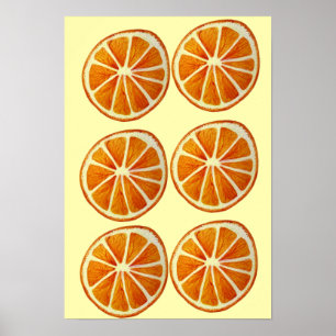 Poster Orange slice macro fruit pop art