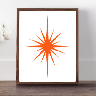 Poster Orange Starburst Atomique Mi-Siècle Décor moderne