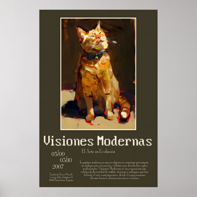 Poster Orange Tabby Cat Art Print Expressionist Animal (Devant)