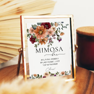 Poster Orange Terracotta Bourgogne Floral Mimosa Bar