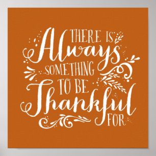 Poster Orange toujours remerciant Citation Thanksgiving