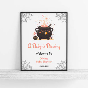 Poster Orange Un bébé brasse Baby shower Bienvenue