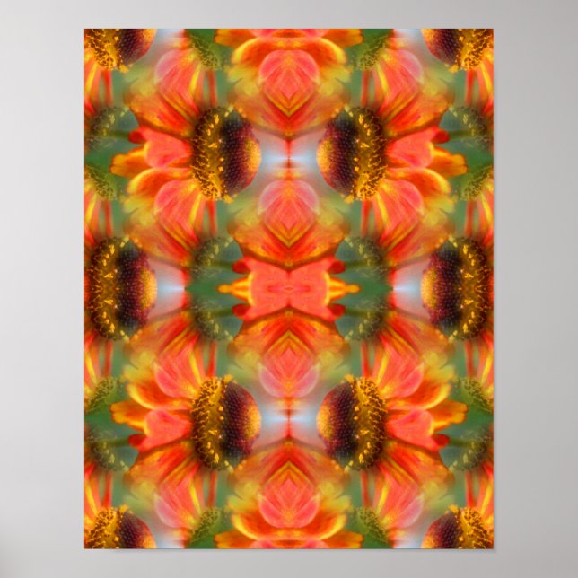 Poster Orange Zinnia Flower Abstrait (Devant)