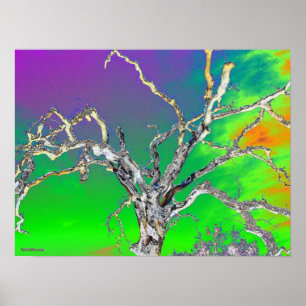 Poster oranger pourpre vert