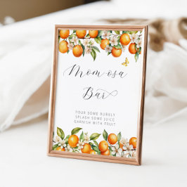 Poster Oranges d'été brillantes Baby shower Maman-osa Bar