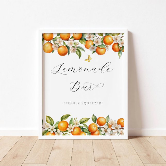 Poster Oranges d'été lumineuses Baby shower Lemonade Bar (Créateur téléchargé)