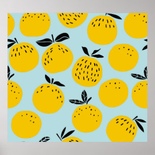 Poster Oranges Été : Motif Vintage fruité