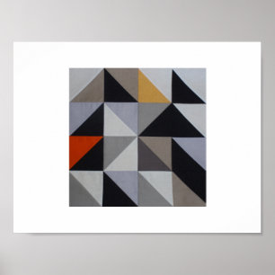 Poster - Oranges geometrisches Dreiecksabstrakt